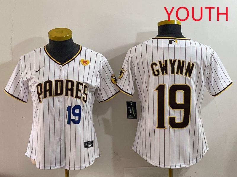 Youth San Diego Padres #19 Gwynn White Stripe Game 2025 Nike MLB Jersey style 7